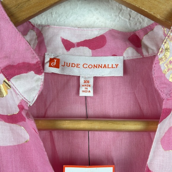 NWT new Gretchen Scott Faith Cotton pink gold ruffle floral dress XS - Picture 8 of 13